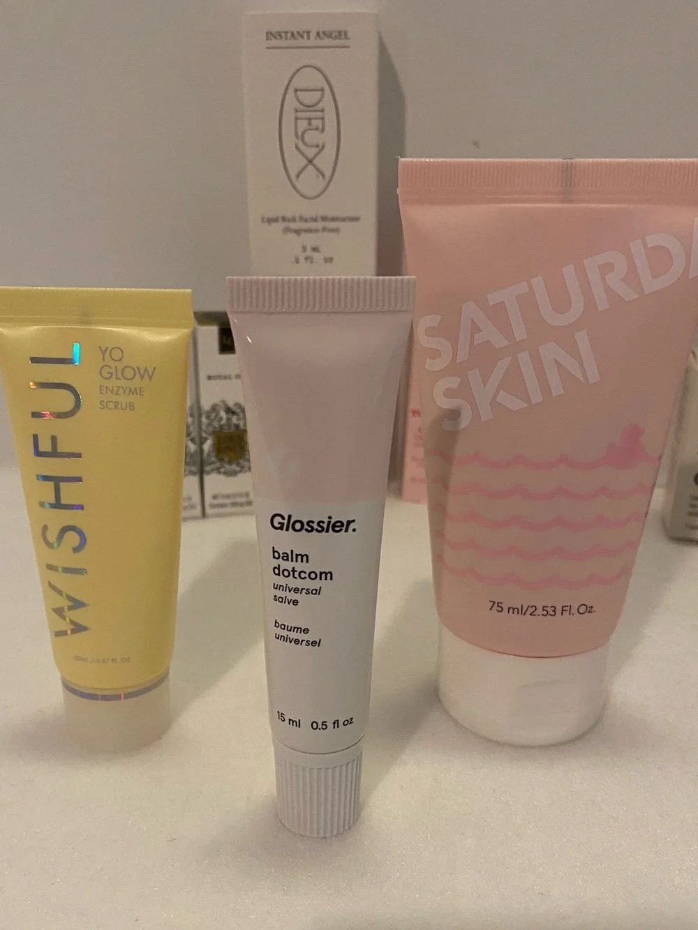 Full Size Lip Balm. Refining Peel Mask. Enzyme Scrub. Samples Multiple Skincare